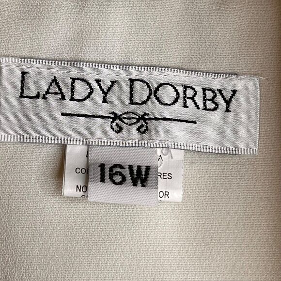 Lady Dorby Size 16W Ivory Jacket Camisole Tank Set Black Floral Embroidery - Picture 6 of 10